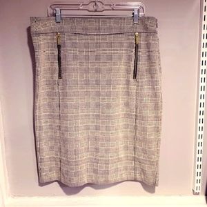 Michael Kors plaid pencil skirt zipper detail XL